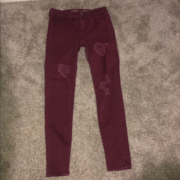 red rip jeans